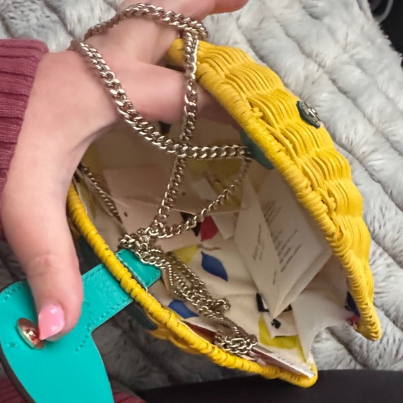 Kate Spade Picnic Perfect Lemon Crossbody Wicker & Leather Bag Yellow NEW - Picture 5 of 6